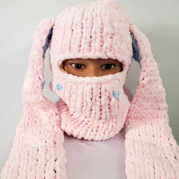 Bluemars Accessories - Rabbit Warm Hat Balaclava With Ears Bunny Kint Hat